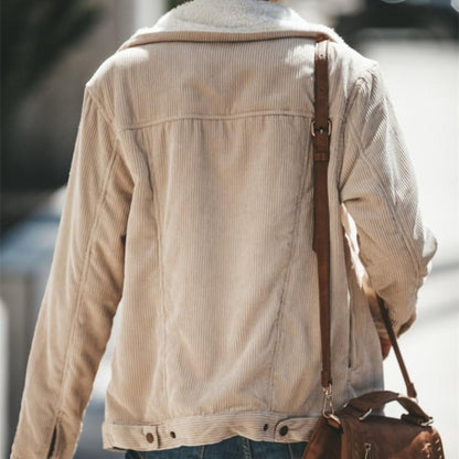 Damen Kordeljacke Sherpa-Futter Geripptes Detail-4