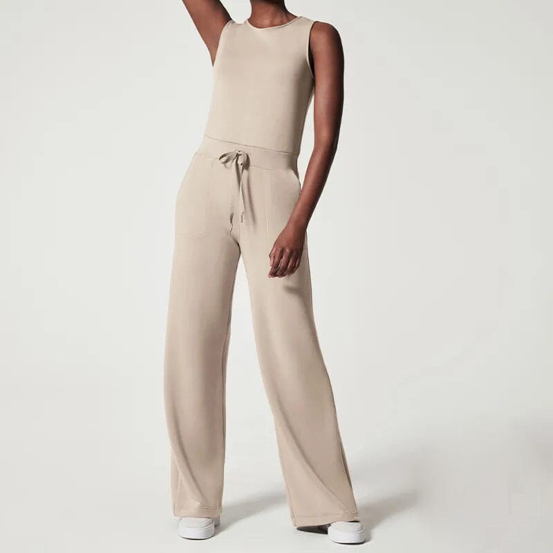 Damen-Jumpsuit, ärmellos, leichter Stoff, verstellbare Taille 10