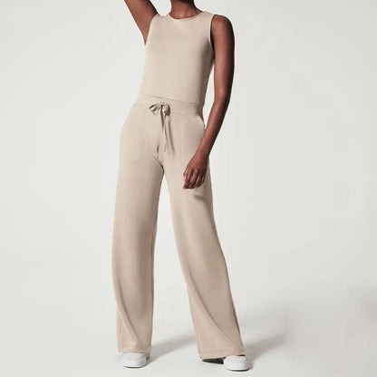 Damen-Jumpsuit, ärmellos, leichter Stoff, verstellbare Taille 10