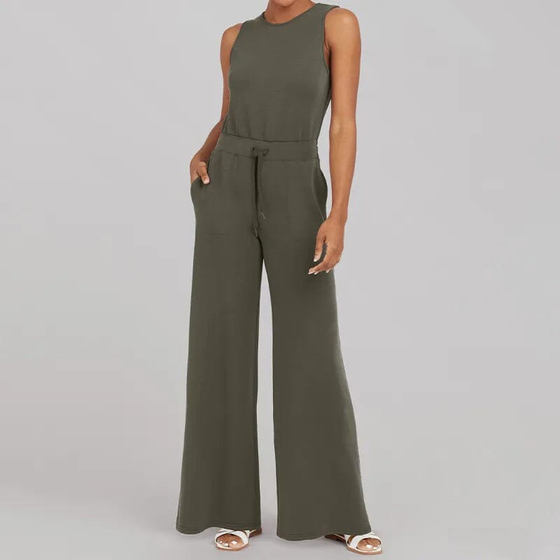 Damen-Jumpsuit, ärmellos, leichter Stoff, verstellbare Taille 9