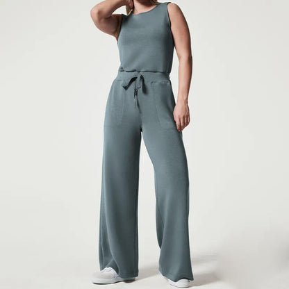 Damen-Jumpsuit, ärmellos, leichter Stoff, verstellbare Taille 7