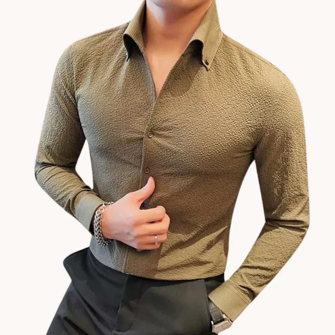Variant image for Herrenhemd, klassisch, schmale Passform, Polyester, Viskose, mit strukturellem Muster-15