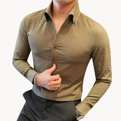 Variant image for Herrenhemd, klassisch, schmale Passform, Polyester, Viskose, mit strukturellem Muster-15