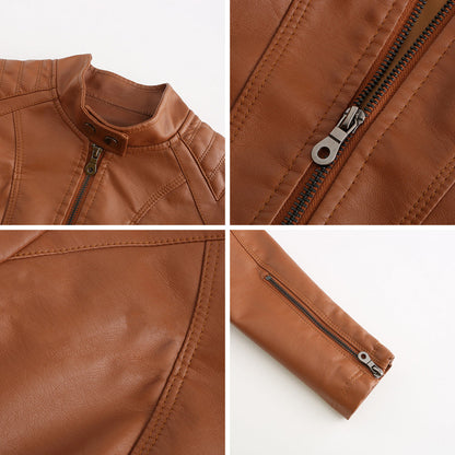 Damen-Lederjacke, gesteppt, Synthetikleder mit Reißverschluss-6