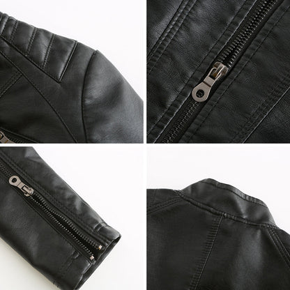 Damen-Lederjacke, gesteppt, Synthetikleder mit Reißverschluss-5