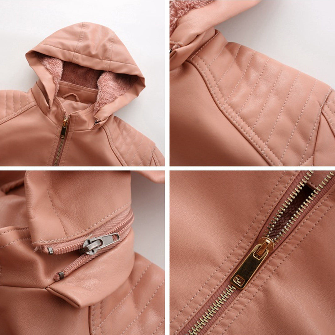 Damen-Lederjacke, vielseitiger Stil, hochwertig-4