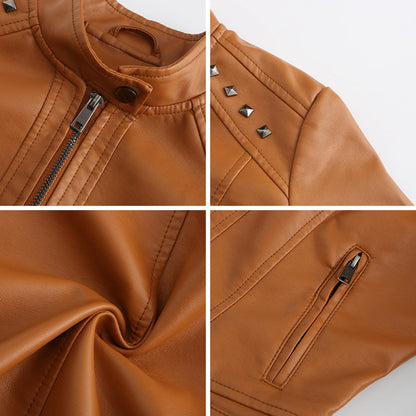 Damen-Lederjacke mit einzigartigen Details aus hochwertigem Leder-2