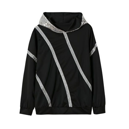 Damen-Oversize-Hoodie, Paillettendruck, Baumwolle-2