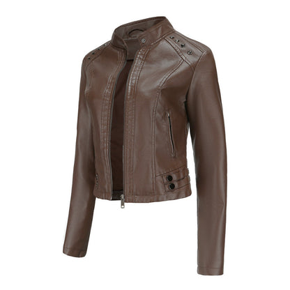 Damen-Lederjacke mit einzigartigen Details aus hochwertigem Leder-5