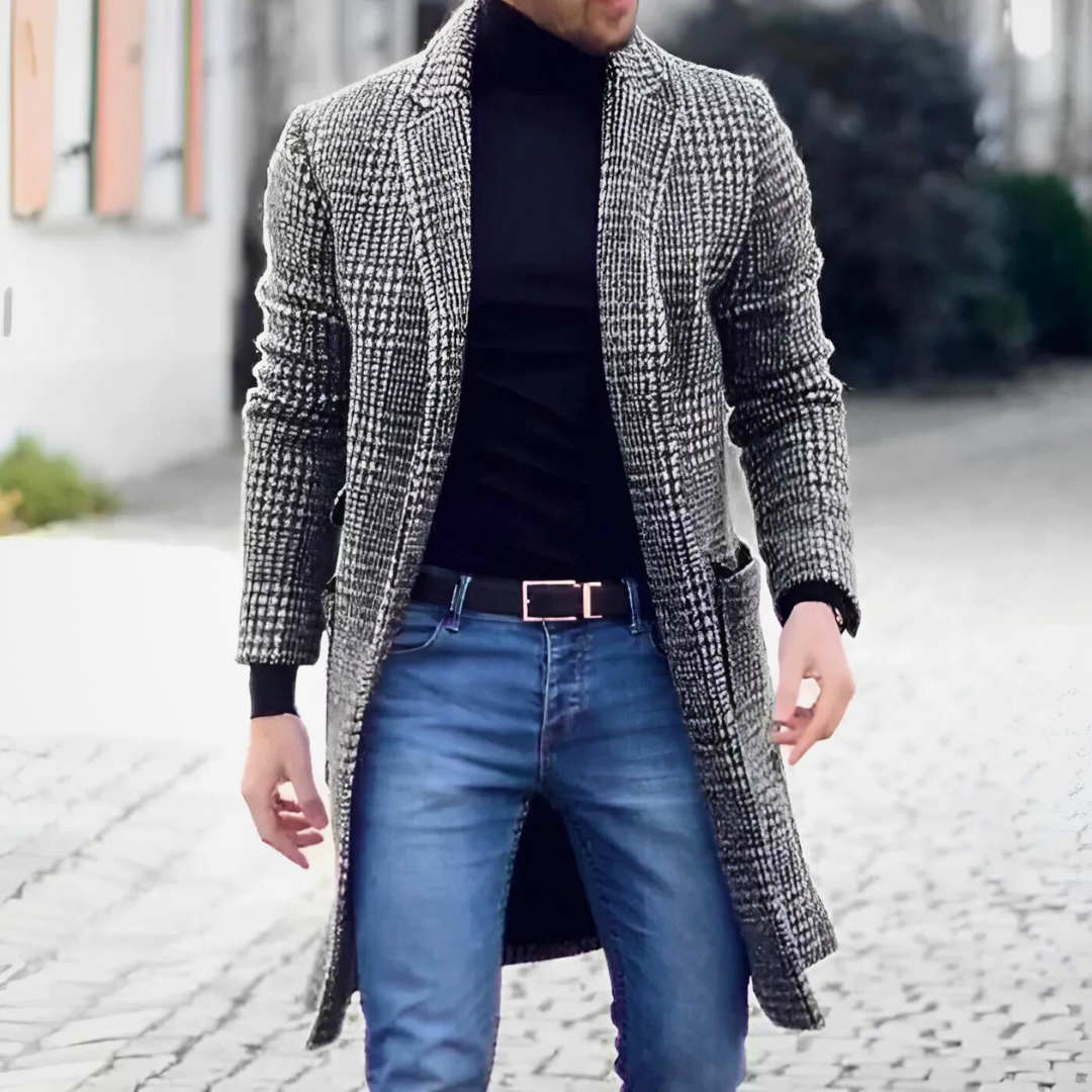 Langer Wintermantel Damen Elegant hochwertigem Stoff-2