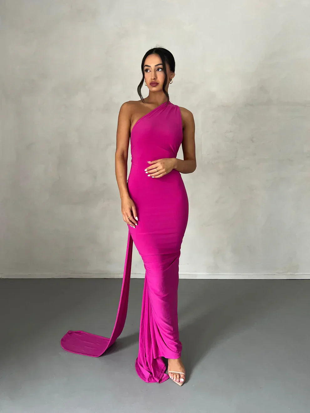 Variant image for Damen-Maxikleid, Asymmetrischer Ausschnitt, Weicher Stoff-1