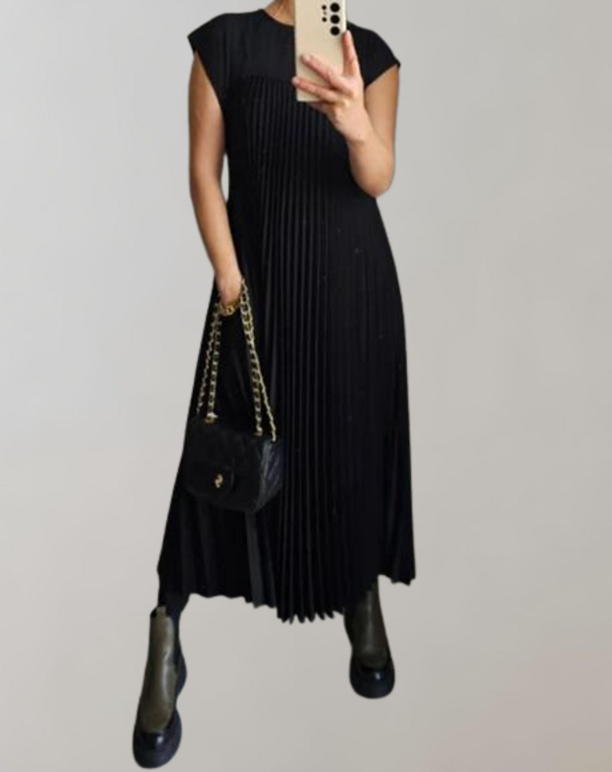 Damen-Langkleid, plissiert, aus 100% Polyester 3