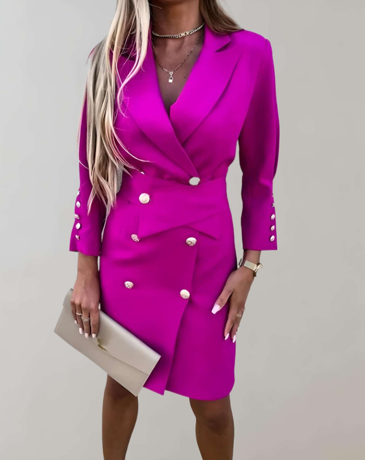Damen-Minikleid, mit Knopfverschluss, weiches Material-1