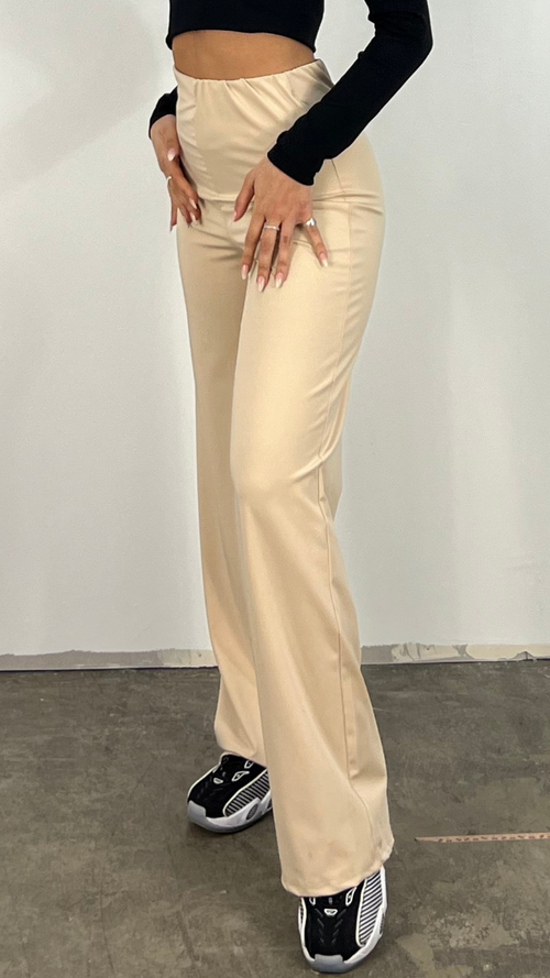 Damen-Hose, mit elastischem Bund, gerades Polyester, Elasthan-1