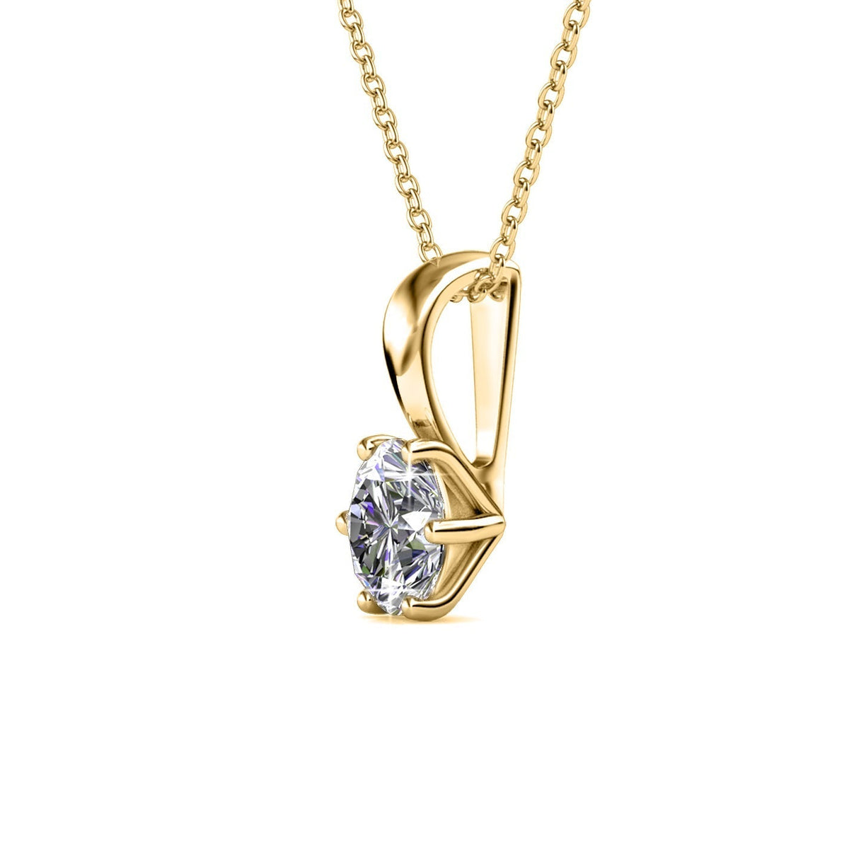 Damen-Halskette, Messingbeschichtung, mit österreichischem Kristall, 18 Karat, Gold-3