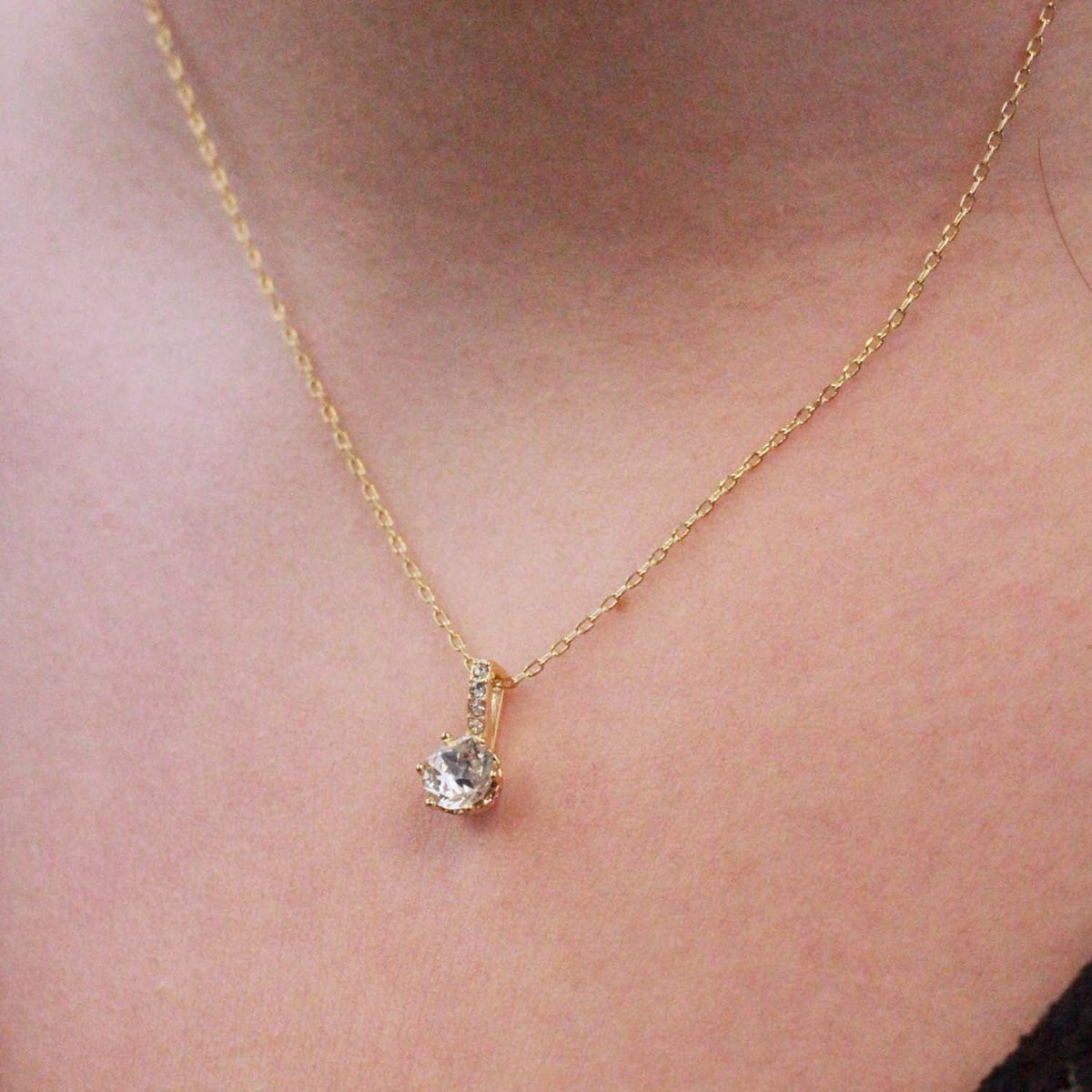 Damen-Halskette, Messingbeschichtung, mit österreichischem Kristall, 18 Karat, Gold-5