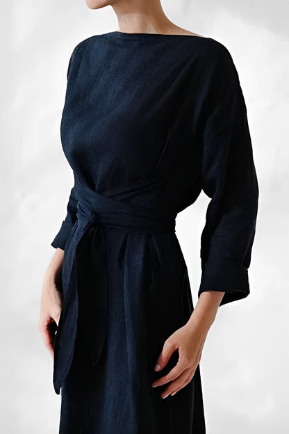 Variant image for Damen-Maxikleid, Wickel-Design, Leinen für Sommer-7