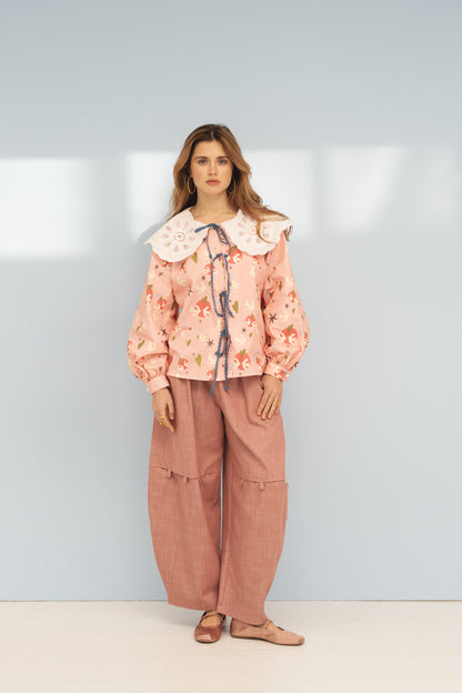 Schicke Damenhosen mit gerundeter Form, 100% Baumwolle, übergroße Silhouette-2