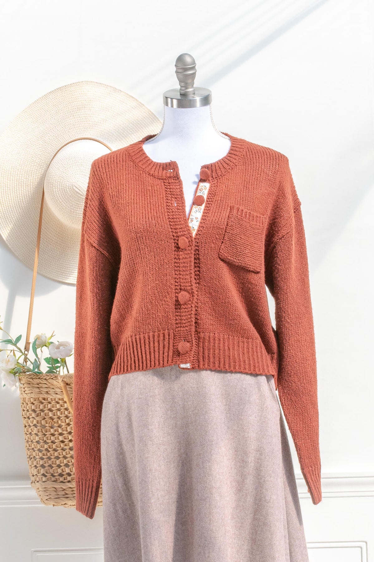 Variant image for Damen-gestrickter Cardigan mit Knopf, weicher Strickstoff-1