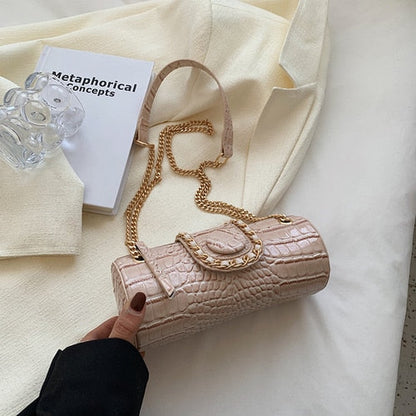 Damen Schultertasche Krokodilmuster PU-Leder Schultertasche 0
