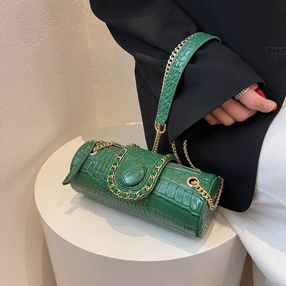 Damen Schultertasche Krokodilmuster PU-Leder Schultertasche 3