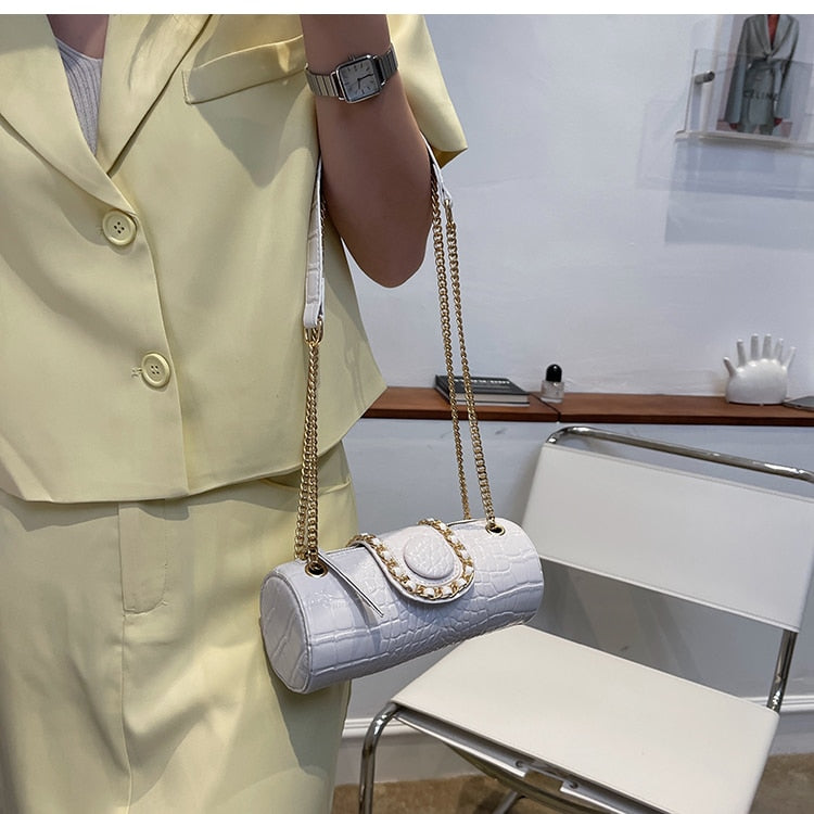 Damen Schultertasche Krokodilmuster PU-Leder Schultertasche 5