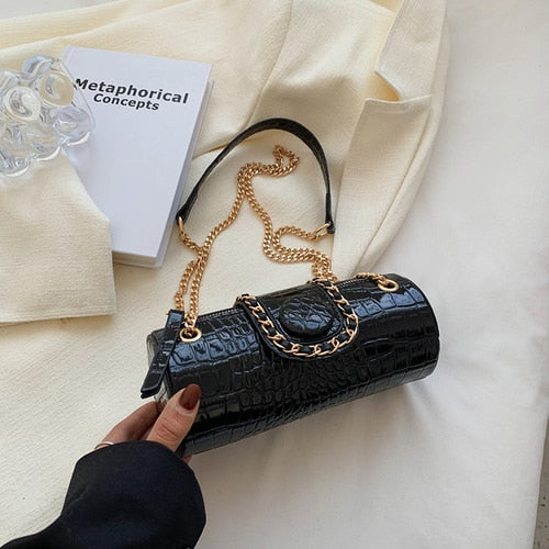 Damen Schultertasche Krokodilmuster PU-Leder Schultertasche 6