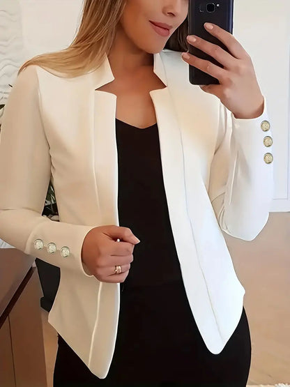 Damen Blazer Lang Offene Front Glänzendes Material 1