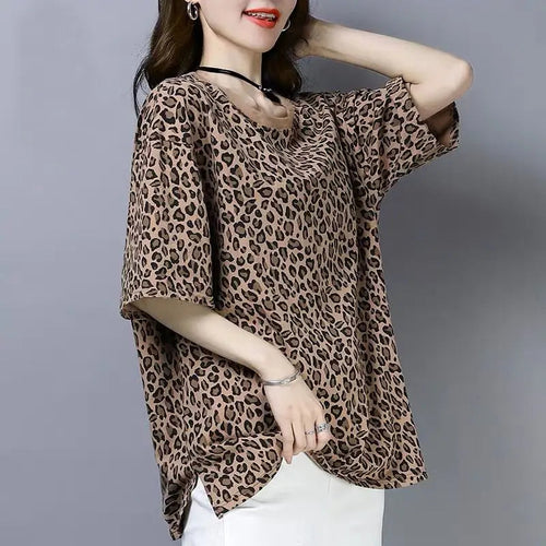 Damen Bluse Lockere Leopardenmuster Polyester 0