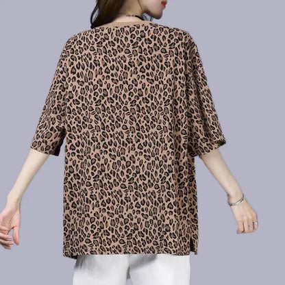Damen Bluse Lockere Leopardenmuster Polyester 1