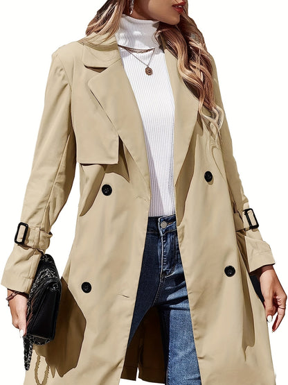 Damen-Trenchcoat, doppelreihiges Polyester 1