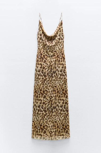 Damenkleid Tierprint Lang Polyester Ärmellos Elegant 3