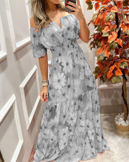 Damenkleid, Vintage, geblümte hohe Taille, Polyester, langer Rock 6