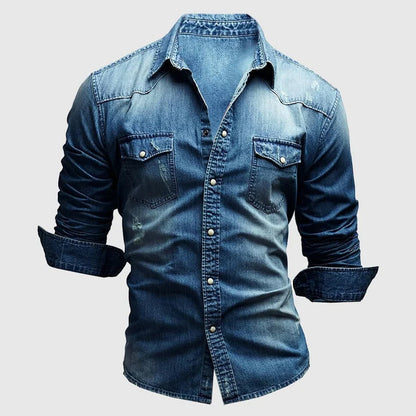 Herren-Denimhemd, klassisches Design, langlebiges Material-1