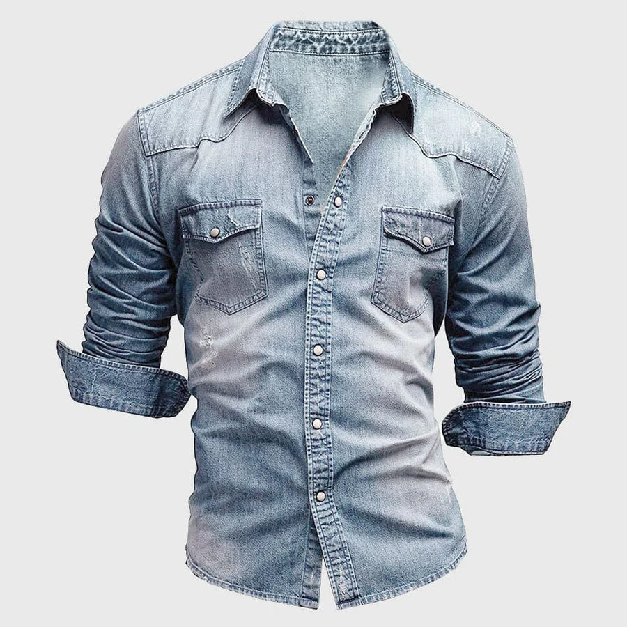 Variant image for Herren-Denimhemd, klassisches Design, langlebiges Material-6