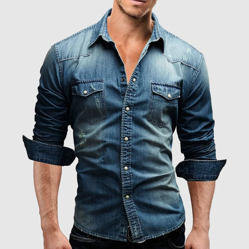 Herren-Denimhemd, klassisches Design, langlebiges Material-5