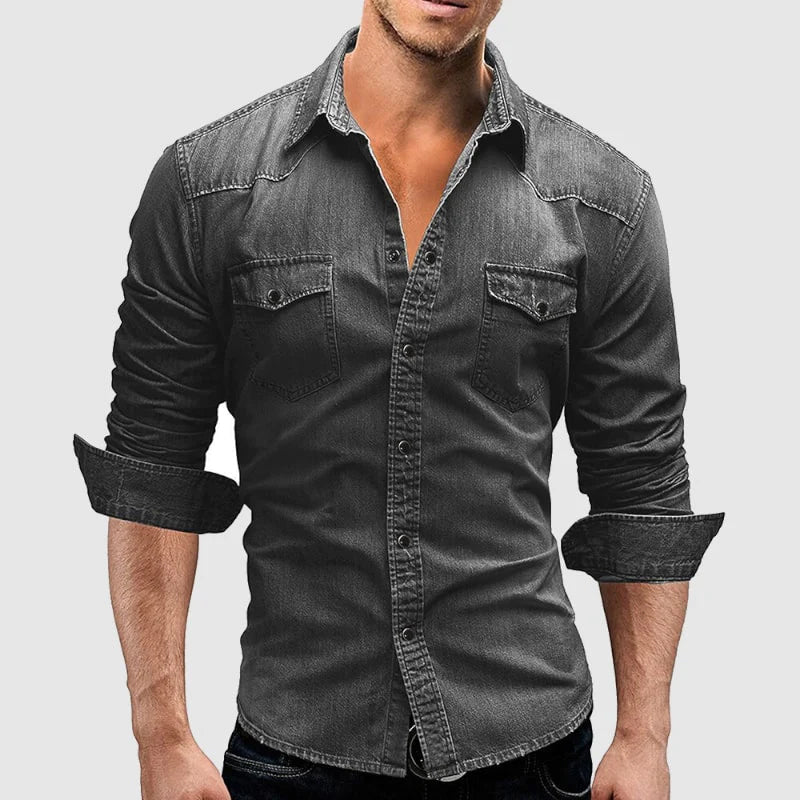 Herren-Denimhemd, klassisches Design, langlebiges Material-4
