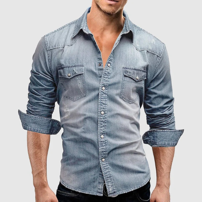 Herren-Denimhemd, klassisches Design, langlebiges Material-3