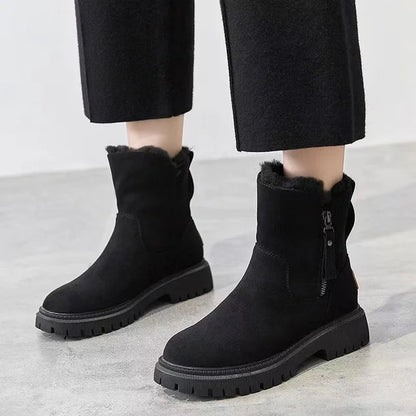Damen-Winterstiefel Kurzer Schnitt PU Wadenhoch mit Reißverschlusselement 6