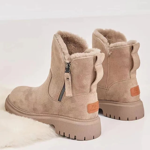 Damen-Winterstiefel Kurzer Schnitt PU Wadenhoch mit Reißverschlusselement 3
