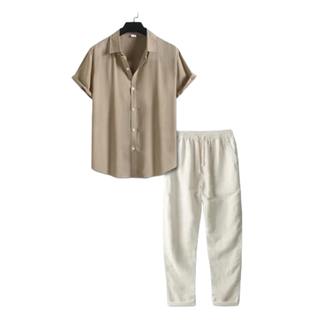 Variant image for Damen-Leinen-Outfit-Set, lässige Hemd und Hose Leinen-Baumwolle-16