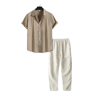 Variant image for Damen-Leinen-Outfit-Set, lässige Hemd und Hose Leinen-Baumwolle-20