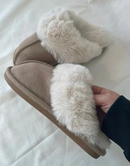 Damen-Pantoffeln, Teddy, Leder, weich und bequem-3