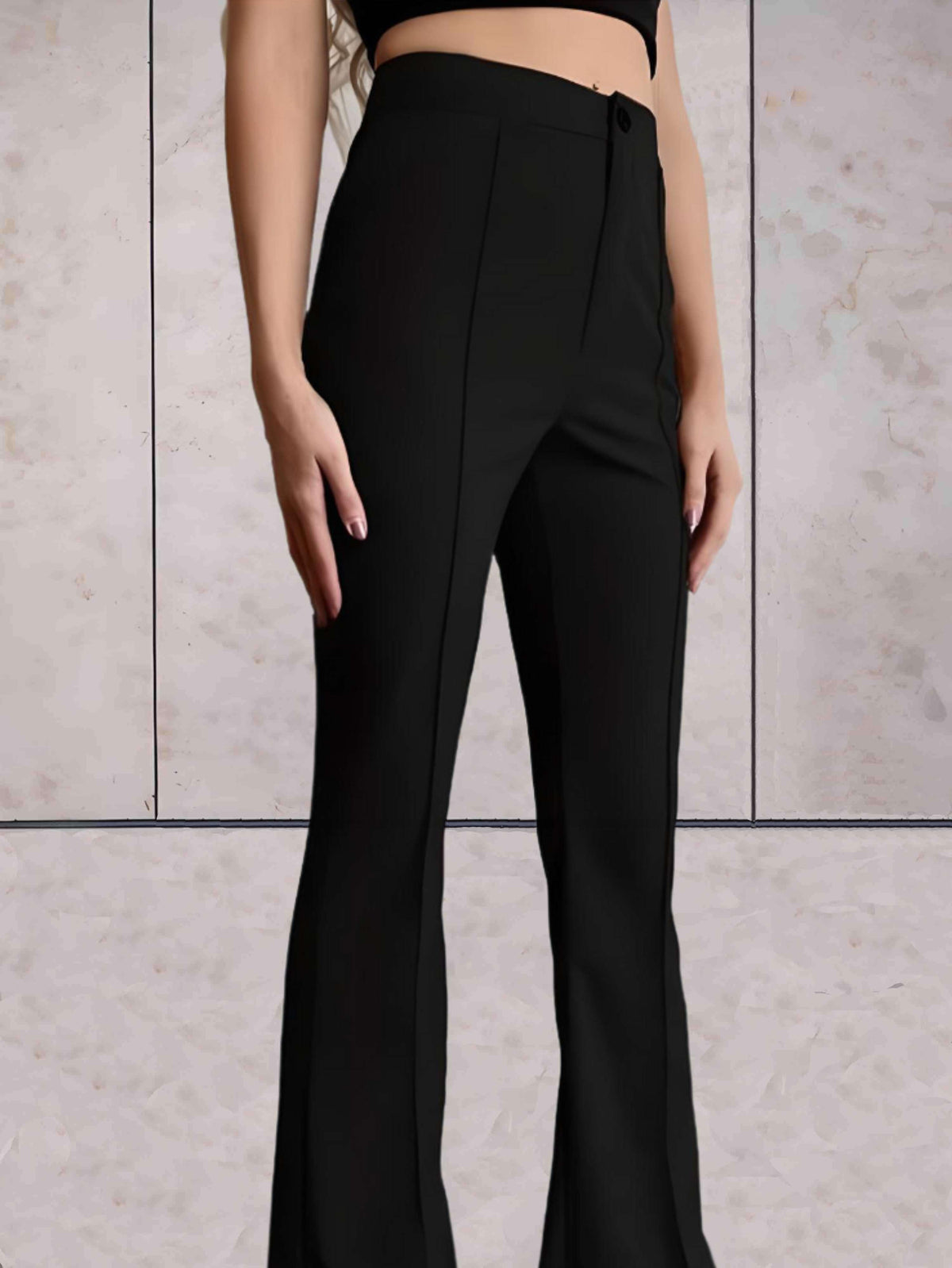 Damen-Sommerhose, hohe Taille, ökologische Baumwolle-2