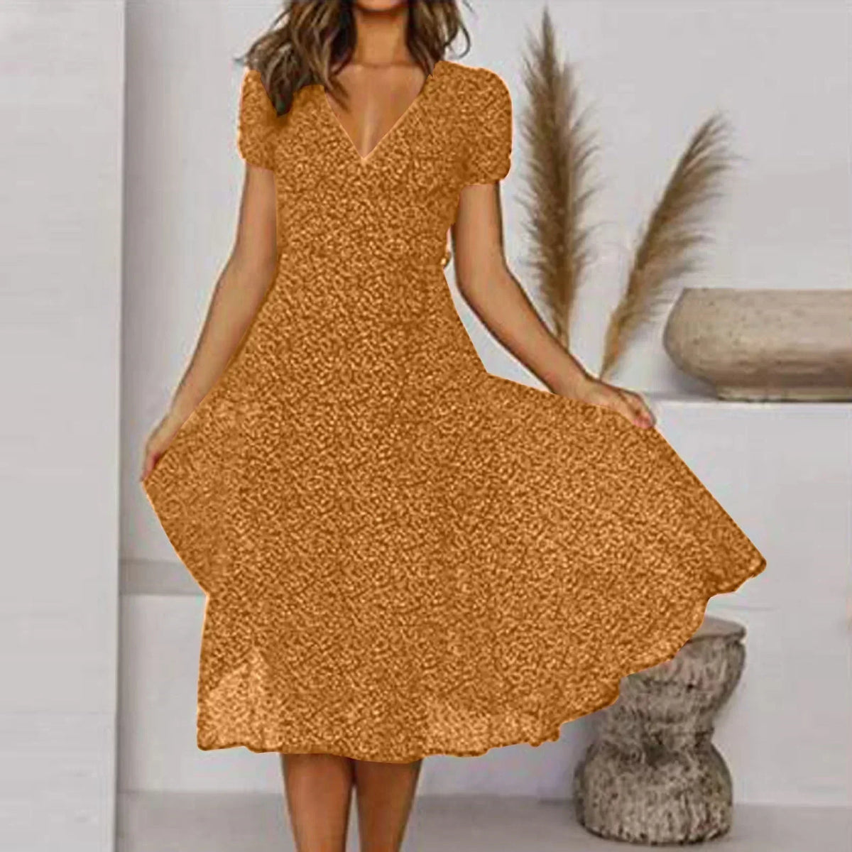 Damen-Frühlingskleid, luftiges Design, 100% Polyester-2