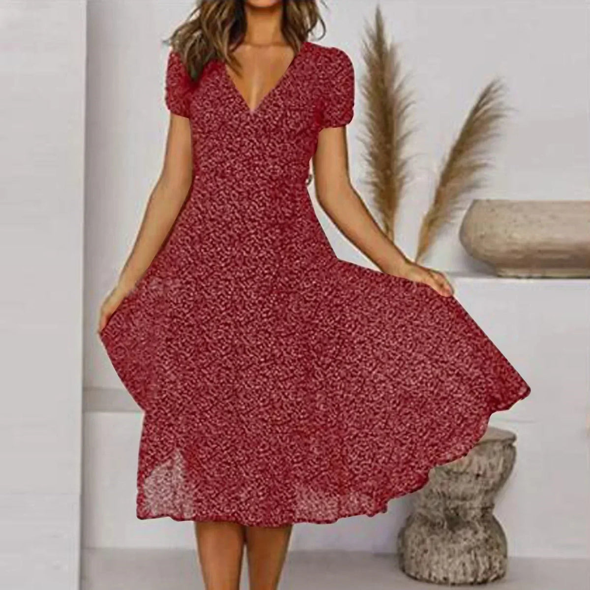 Damen-Frühlingskleid, luftiges Design, 100% Polyester-3