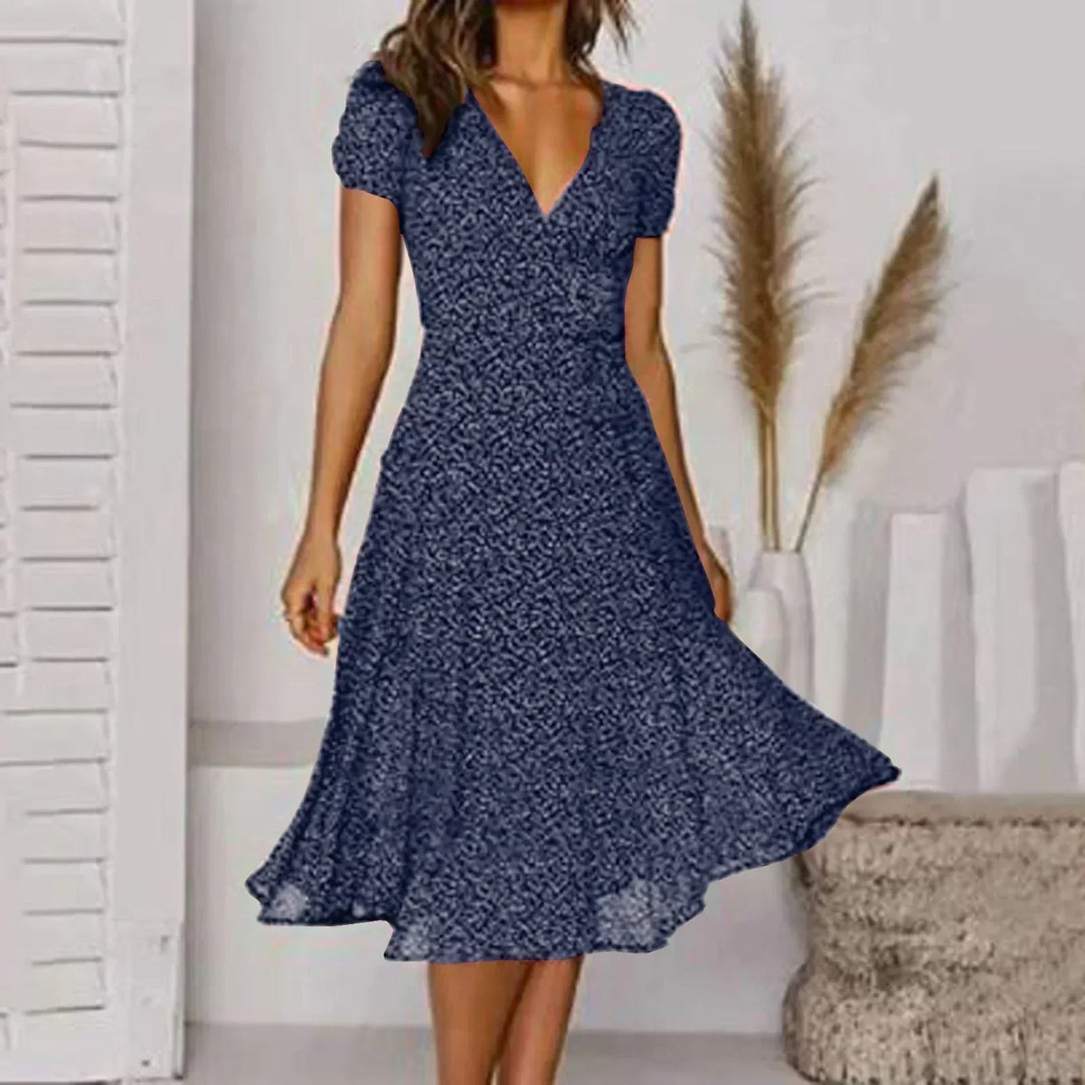 Damen-Frühlingskleid, luftiges Design, 100% Polyester-4