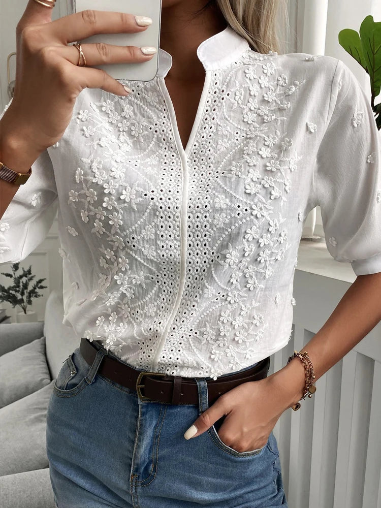 Damen-Party-Top, V-Ausschnitt, vielseitiges Design, hochwertiger Stoff-3