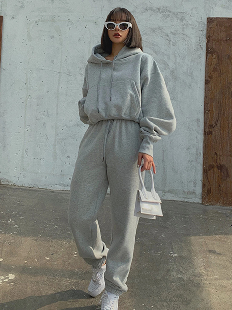 Damen-Hoodie Lounge-Set Weiche Baumwolle Lässige Passform-2