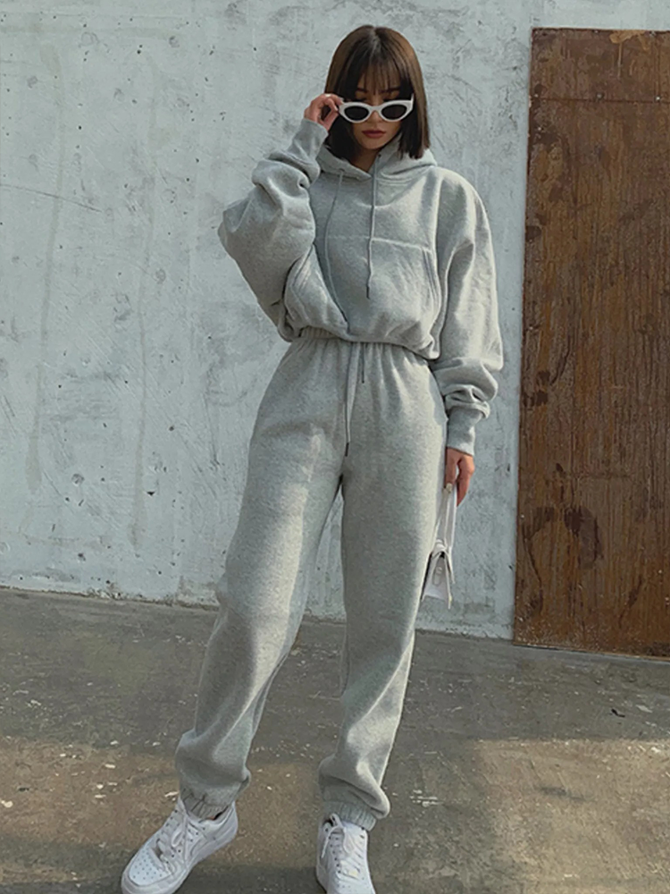 Damen-Hoodie Lounge-Set Weiche Baumwolle Lässige Passform-1